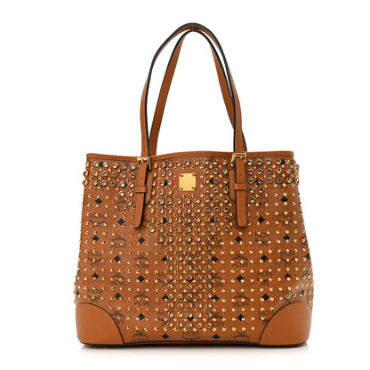 MCM Visetos Swarovski Crystal Shopper Tote Cognac 1 of 9