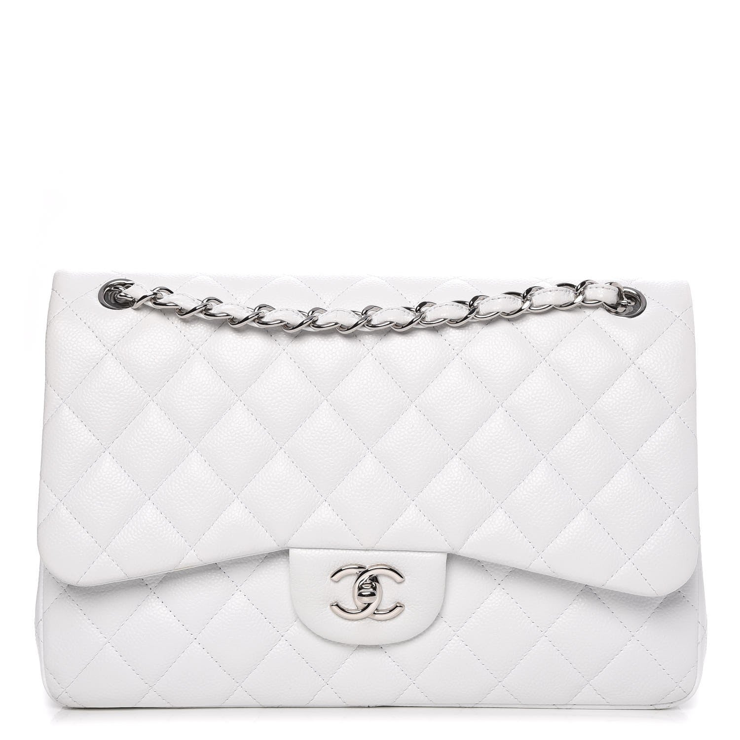 Chanel Caviar Quilted Jumbo Double Flap White 1 of 7