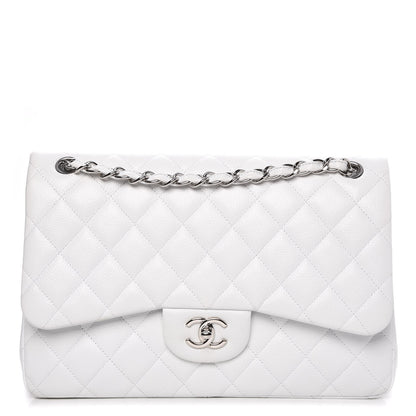 Chanel Caviar Quilted Jumbo Double Flap White 1 of 7