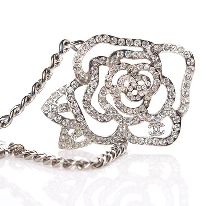 Chanel Crystal CC Camellia Chain Belt Silver 4 of 4