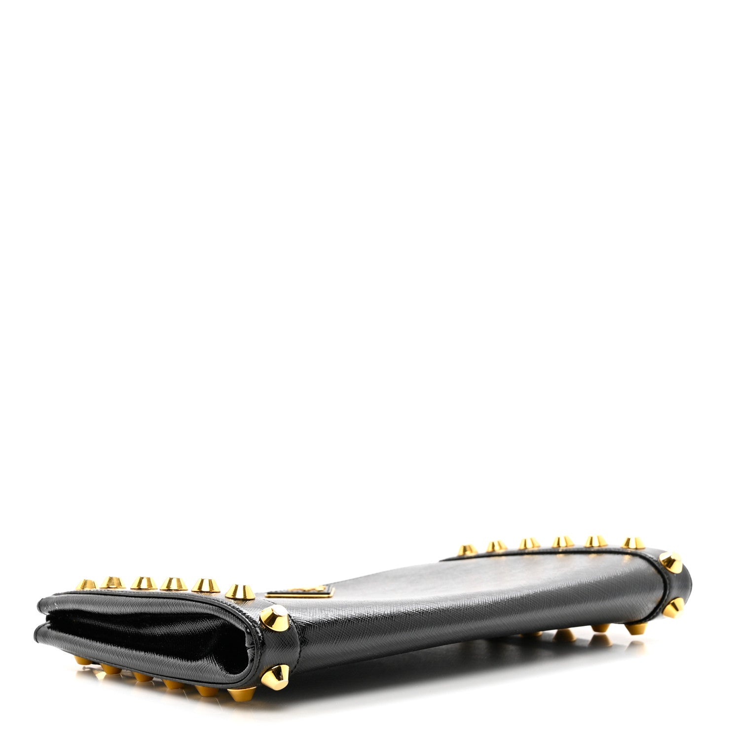 Prada Saffiano Vernice Studded Clutch Black 4 of 6