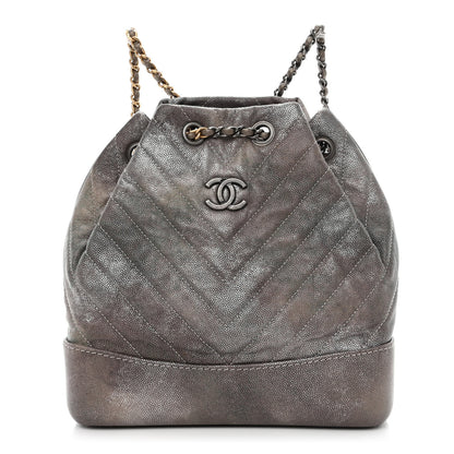 Chanel Metallic Grained Goatskin Chevron Quilted Gabrielle Backpack Silver 1 of 10
