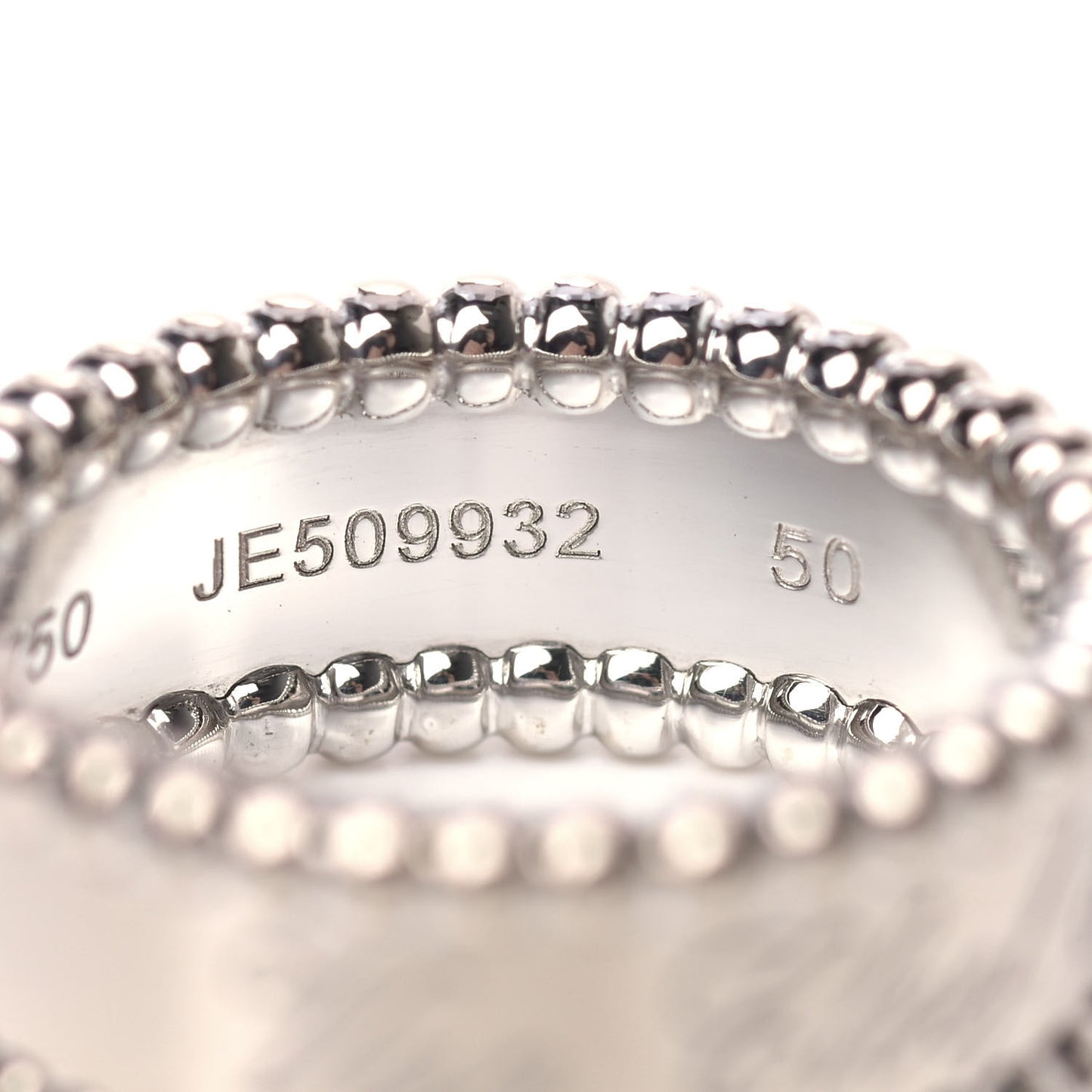 18K White Gold Perlee Signature Ring 50 5.25
