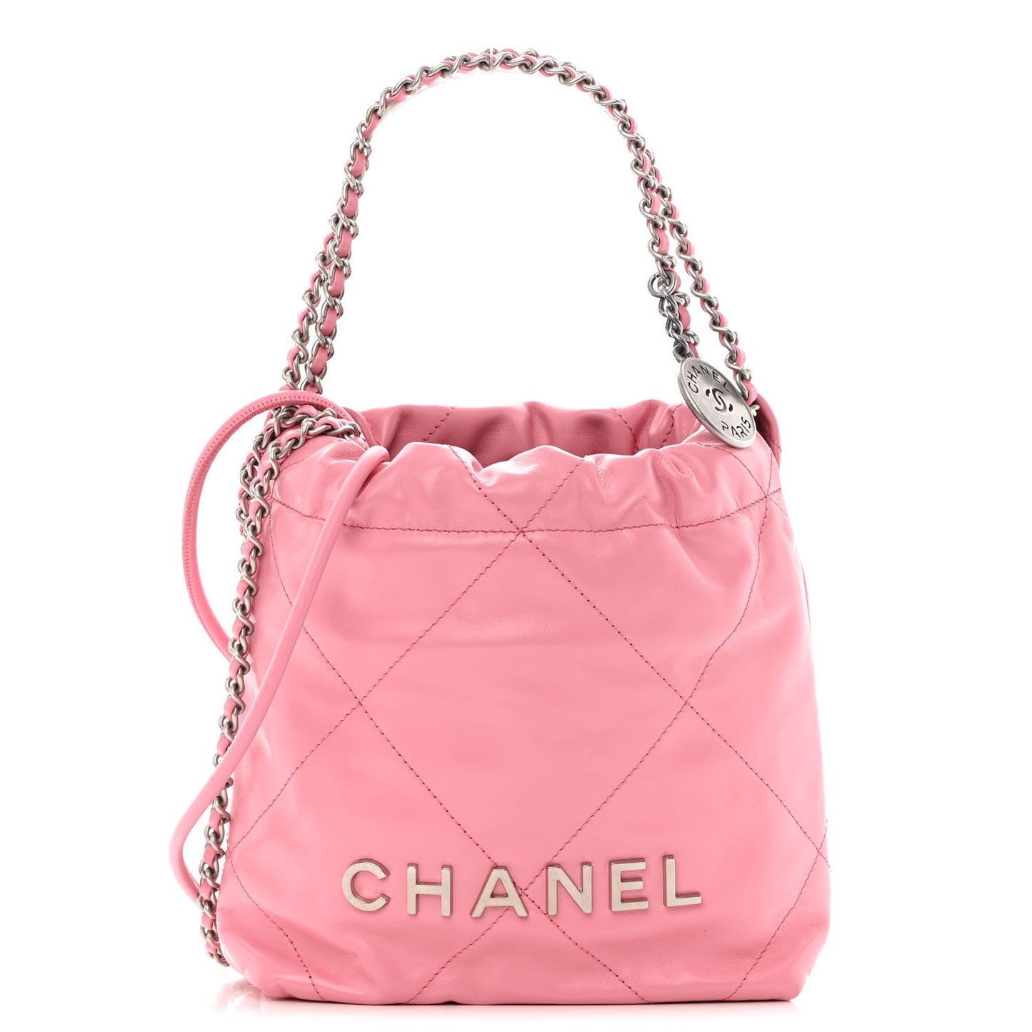 Shiny Calfskin Quilted Mini Chanel 22 Pink