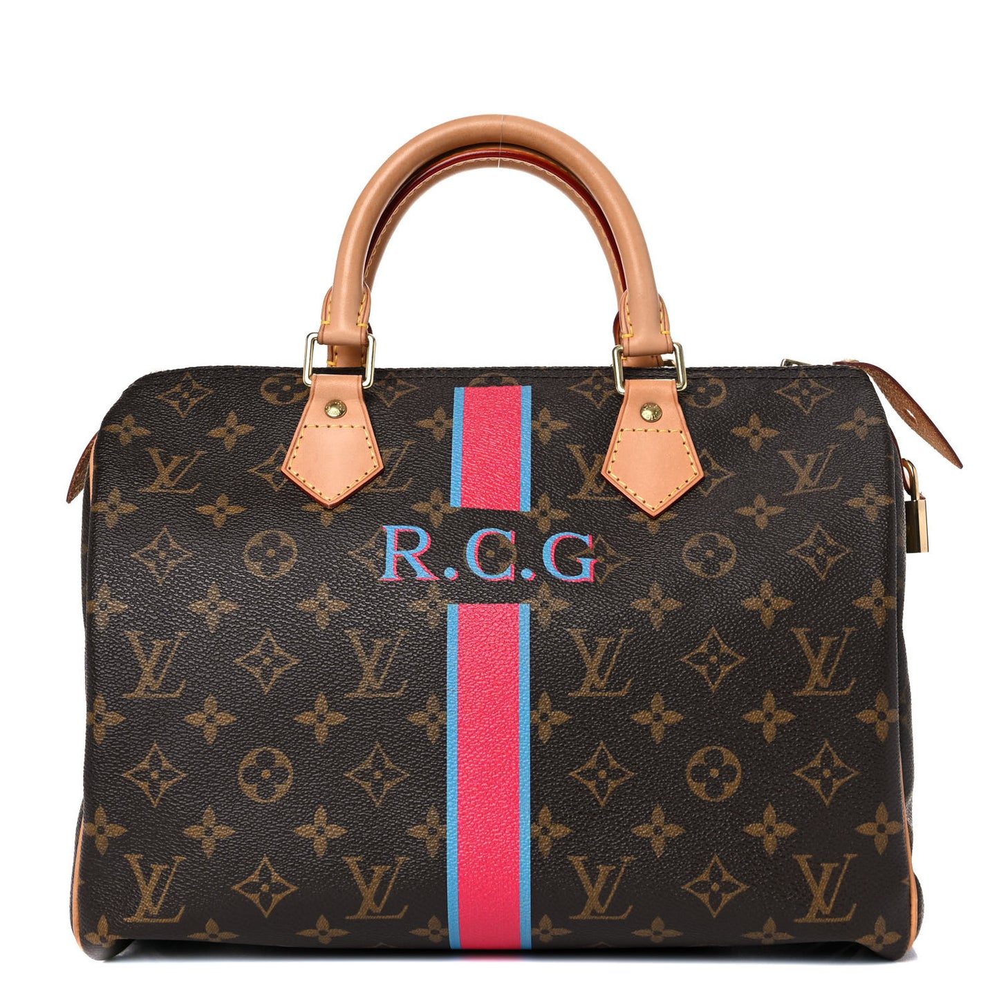Monogram My LV Heritage Speedy 30 Fuchsia Bleu Clair