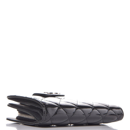 Chanel Patent Quilted Brilliant Zipped Pocket Wallet Black 4 of 9