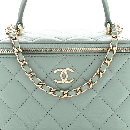 Chanel Lambskin Quilted Small Top Handle Vanity Case With Chain Light Green 7 of 10