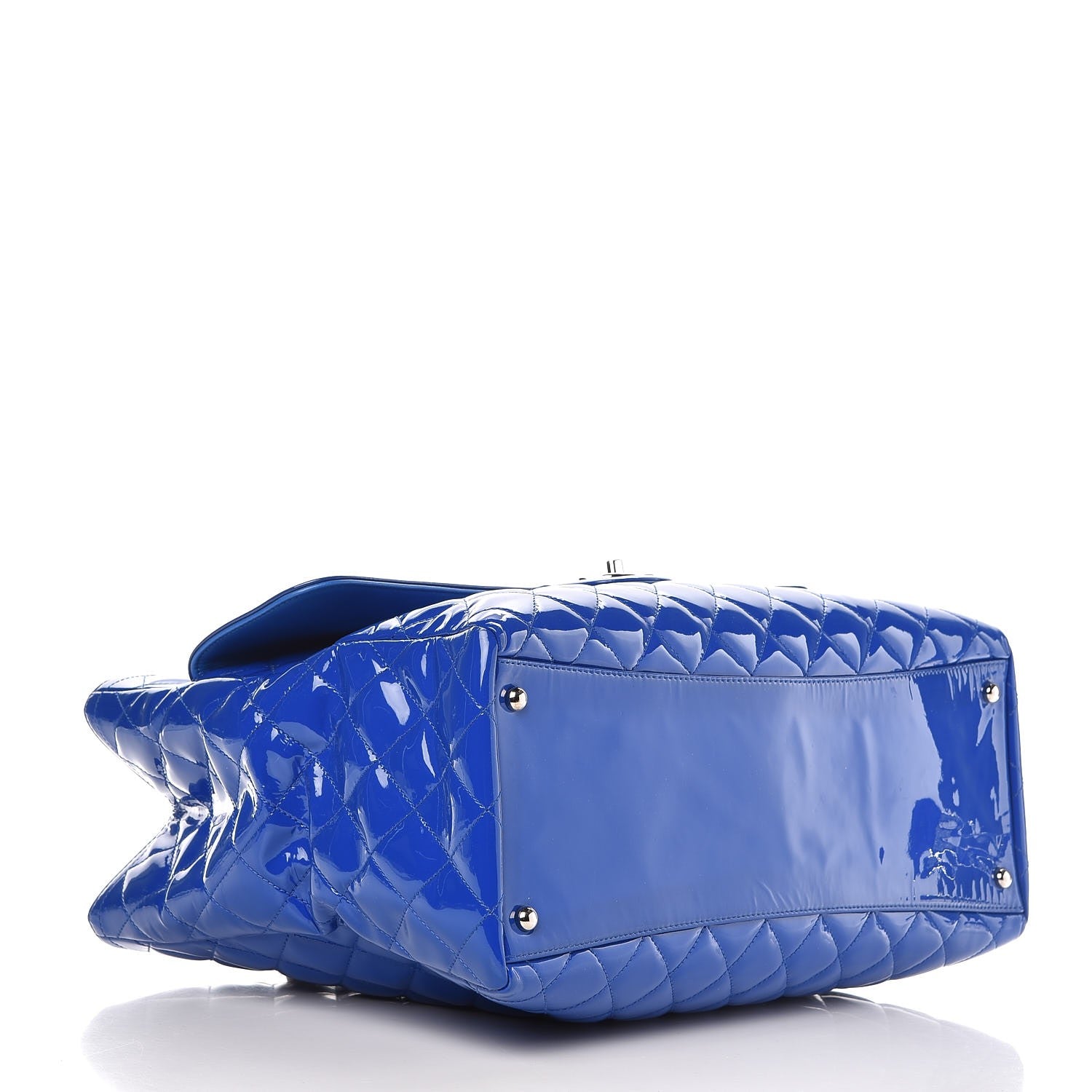 Chanel Patent Quilted Large Coco Shine Shopping Tote Blue 4 of 7