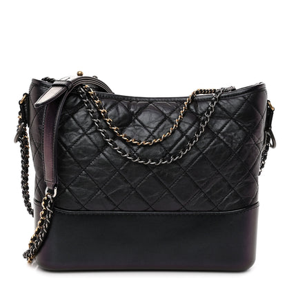 Chanel Iridescent Aged Calfskin Quilted Medium Gabrielle Hobo Black 1 of 11