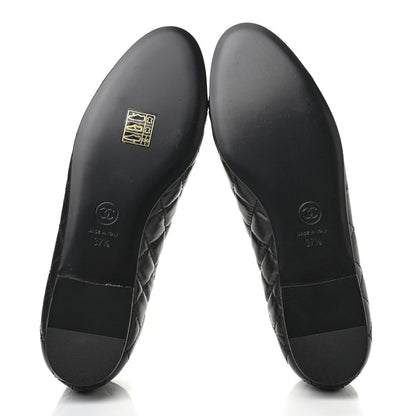 Chanel Aged Calfskin Quilted CC Cap Toe Ballerina Flats 37.5 Black 5 of 8