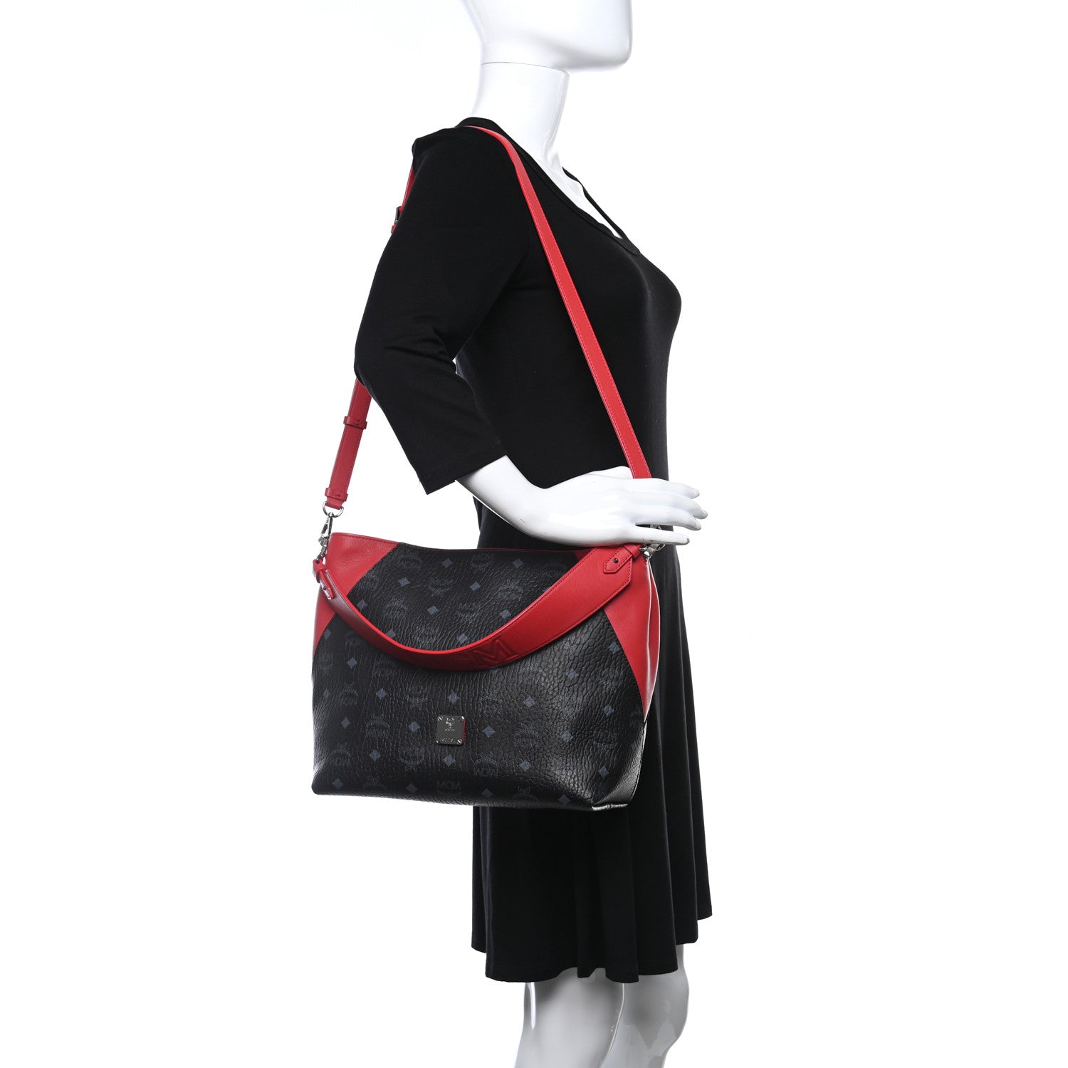 MCM Visetos Medium Klara Hobo Red Black 2 of 11