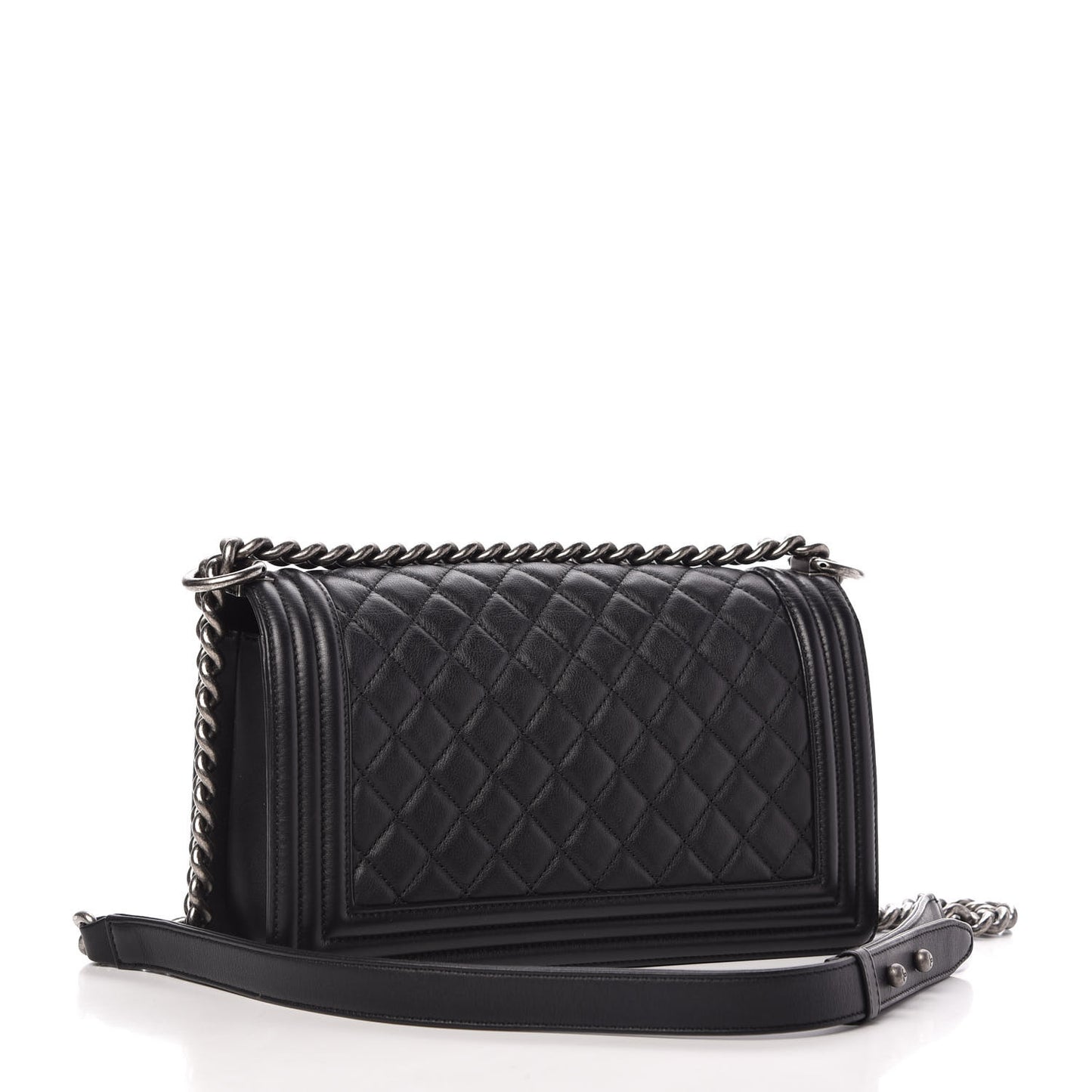 Calfskin Quilted Medium Boy Flap Black