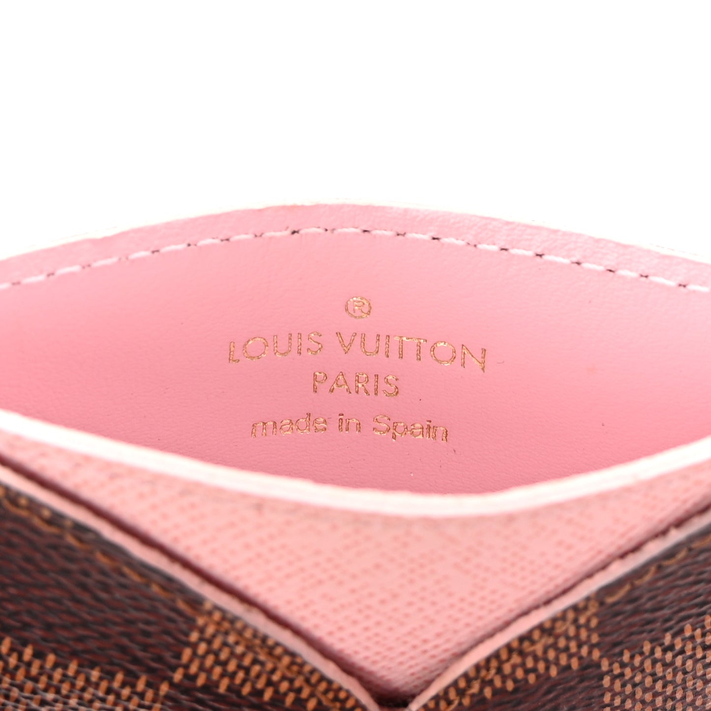 Damier Ebene Caissa Card Holder Rose Ballerine
