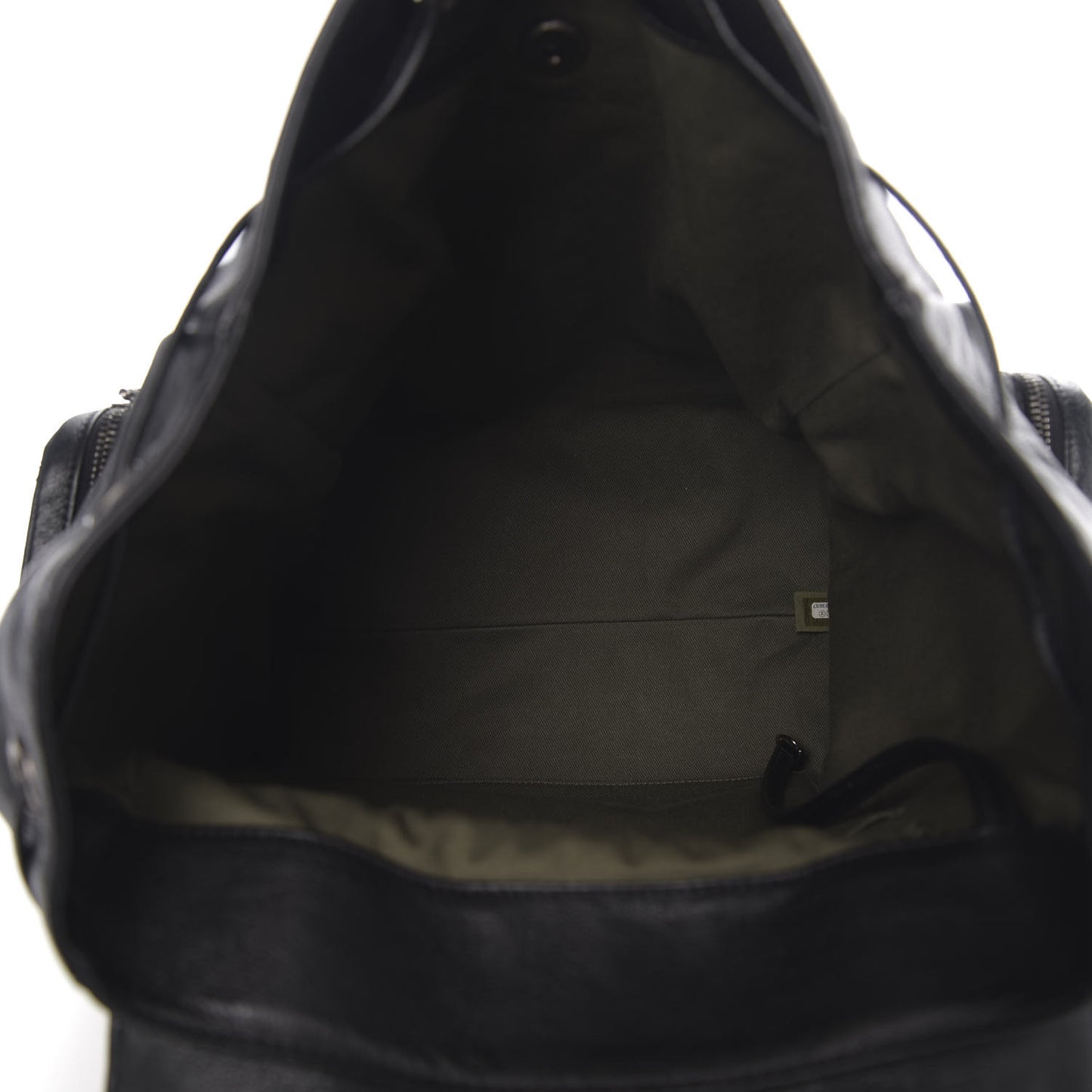 Grained Calfskin Stitched Pocket Backpack Black