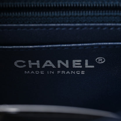 Chanel Iridescent Lambskin Quilted Mini Rectangular Flap Navy Blue 5 of 8