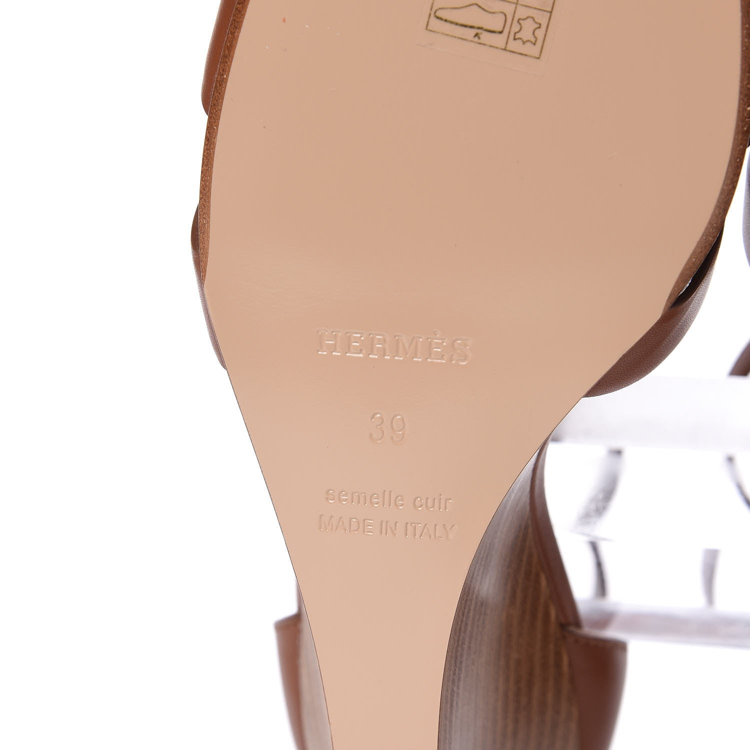 Hermes Calfskin Legend Wedge Sandals 39 Gold 8 of 12