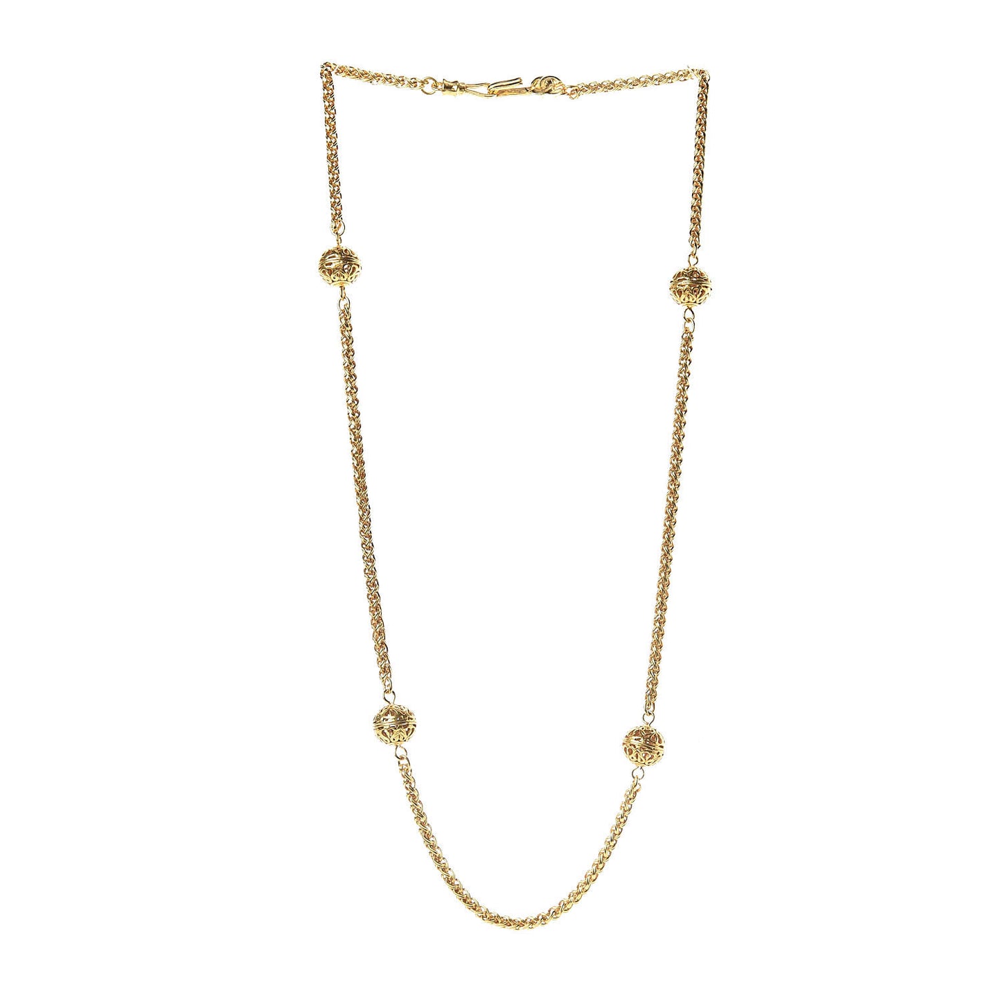 Sphere Chain Long Necklace Gold