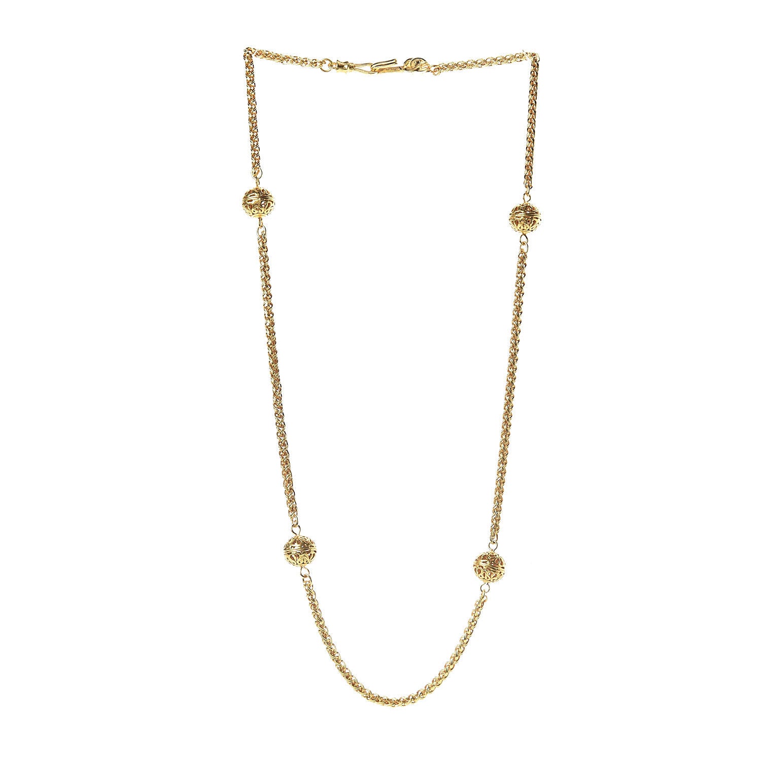 Chanel Sphere Chain Long Necklace Gold 3 of 5