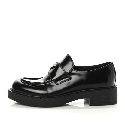 Prada Spazzolato Metal Triangle Logo 50mm Loafers 39.5 Black 1 of 8
