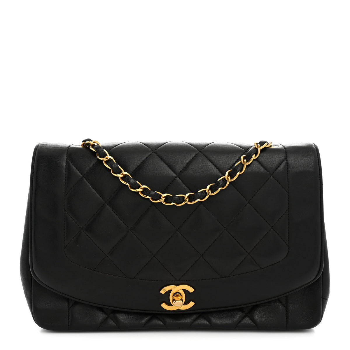 Lambskin Quilted Medium Single Flap Black