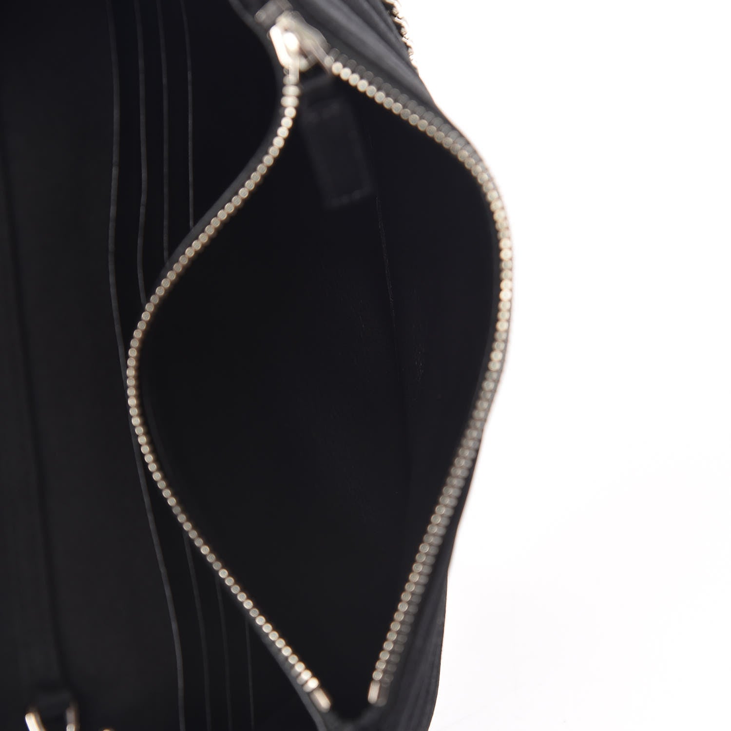 Saint Laurent Satin Chevron Monogram Envelope Chain Wallet Black 6 of 9