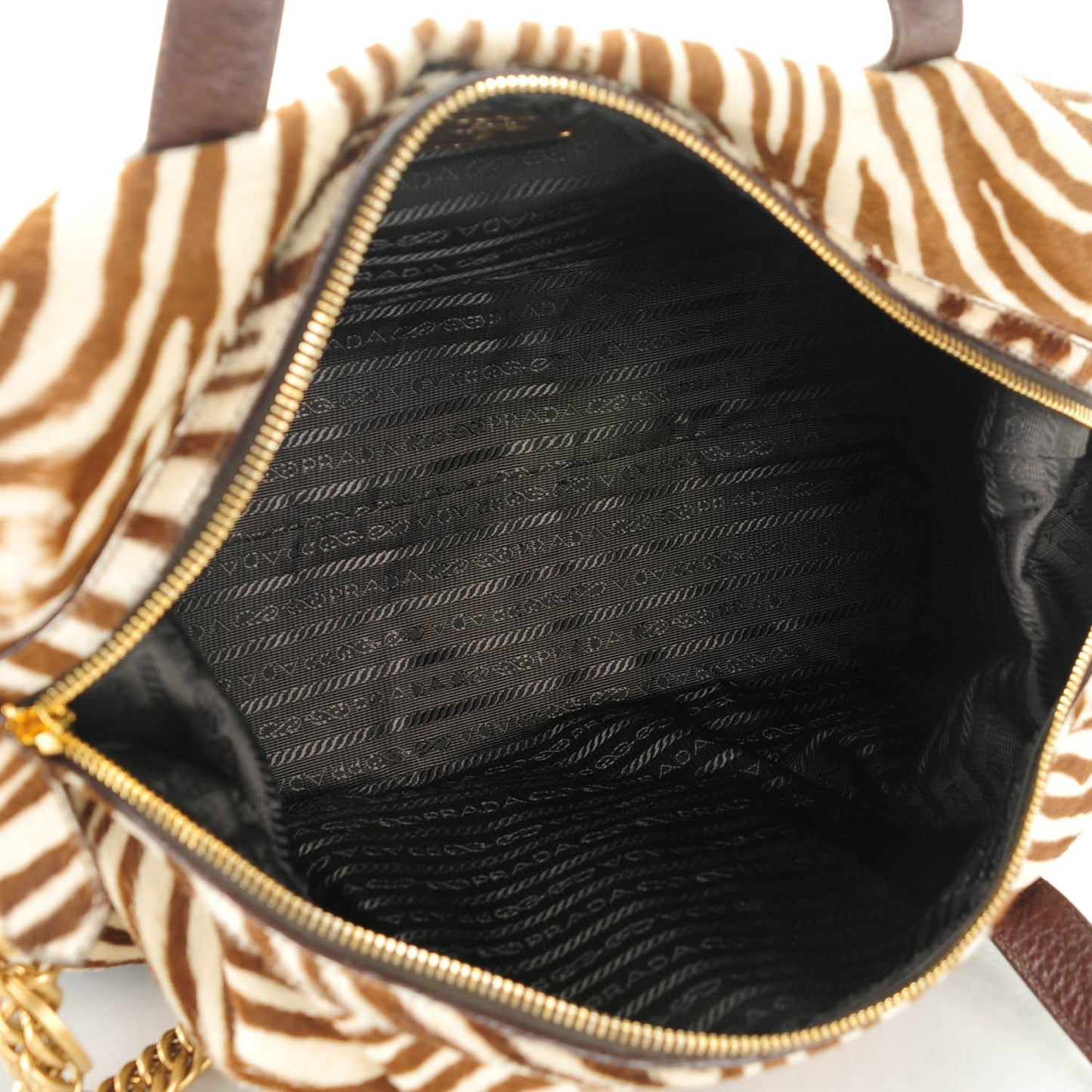 Calf Hair Zebra Print Shoulder Bag White Bruciato