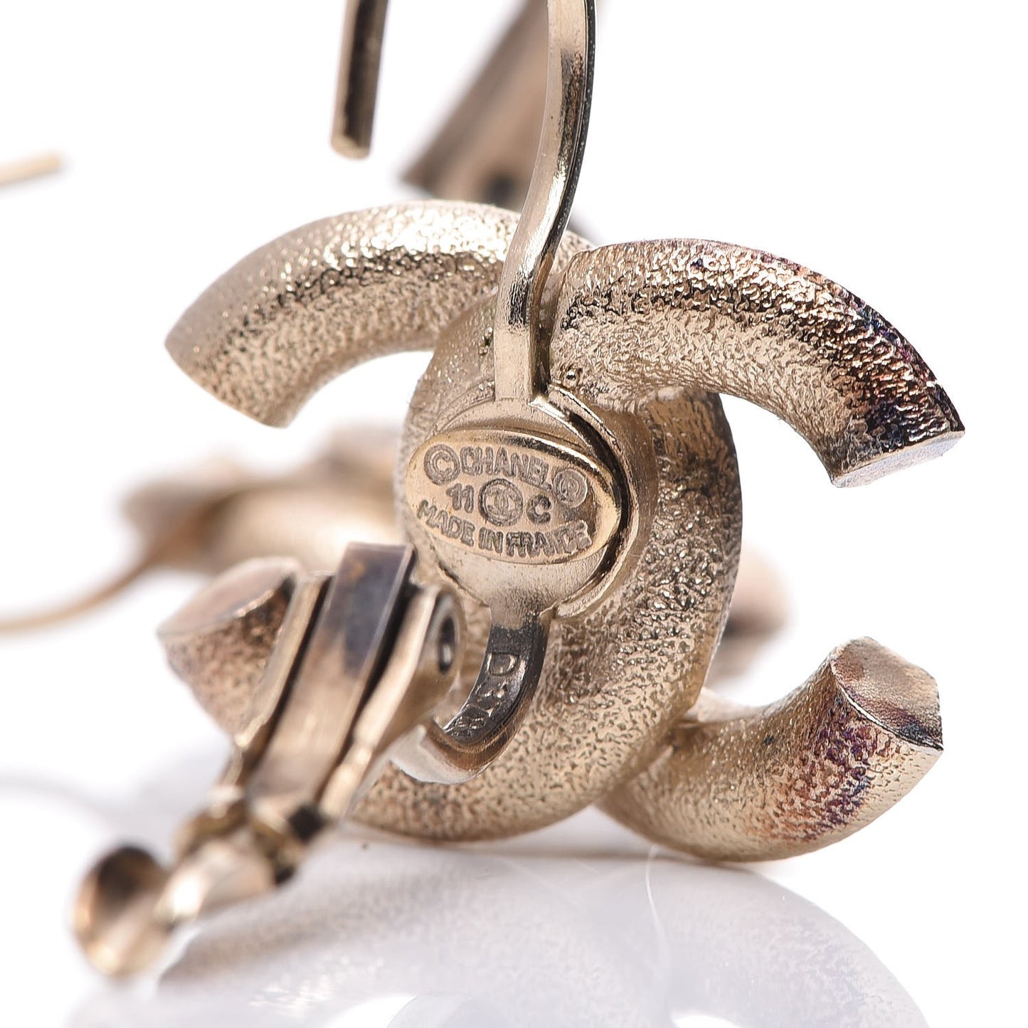 Crystal CC Dangle Earrings Gold