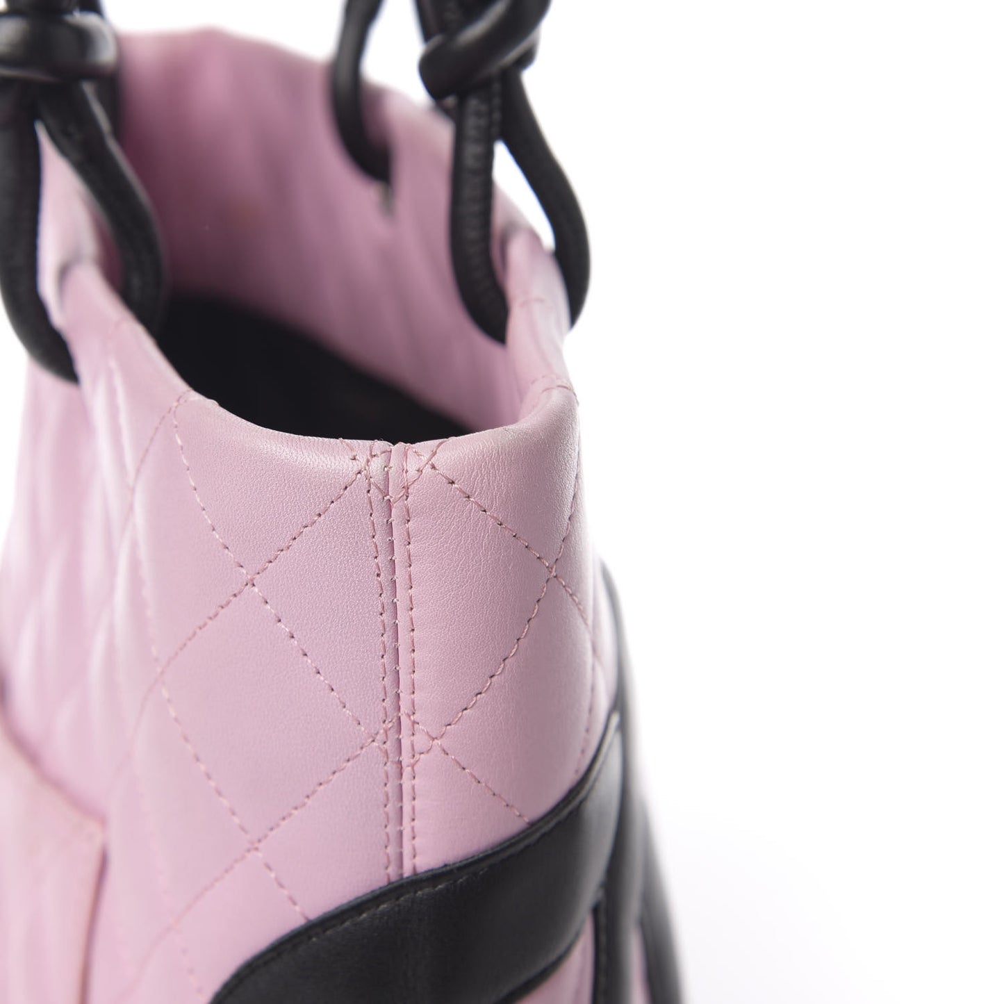 Calfskin Quilted Medium Cambon Tote Pink Black