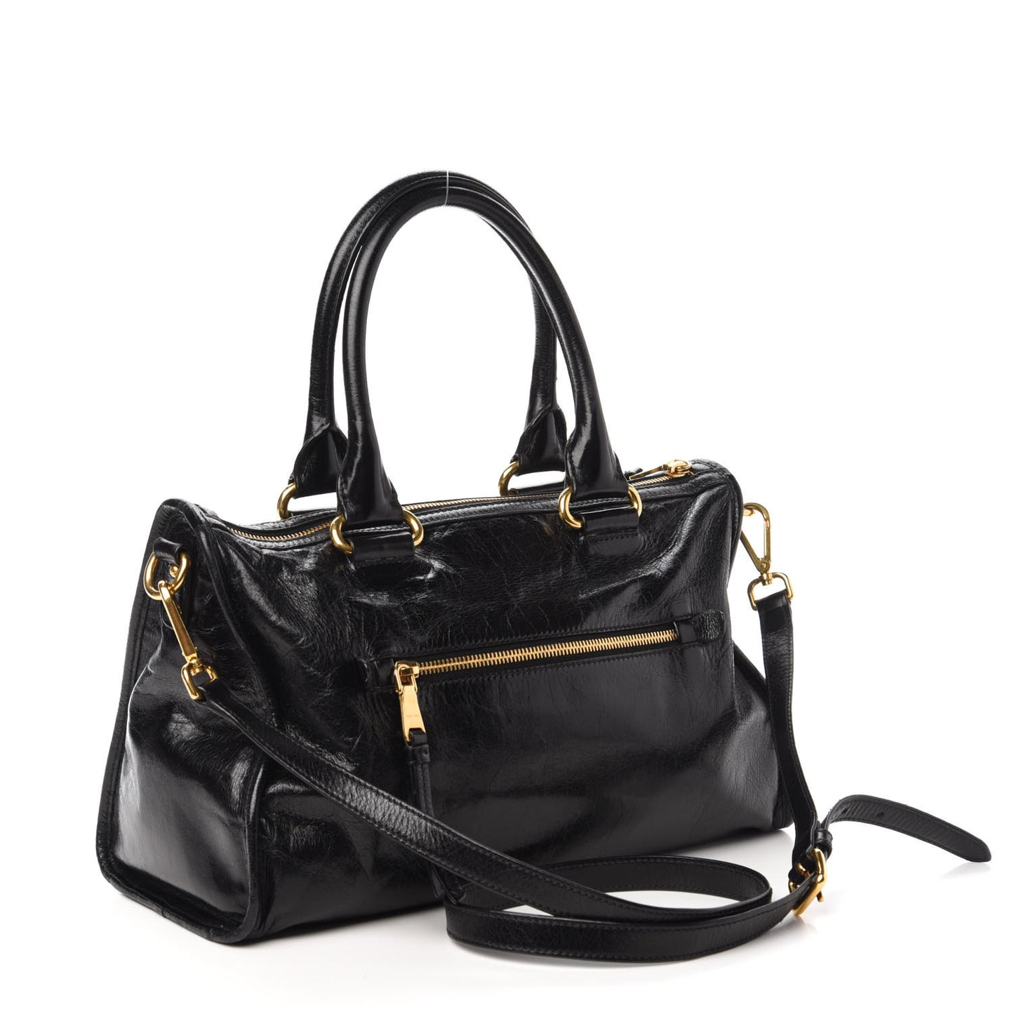 Vitello Shine Zip Tote Black