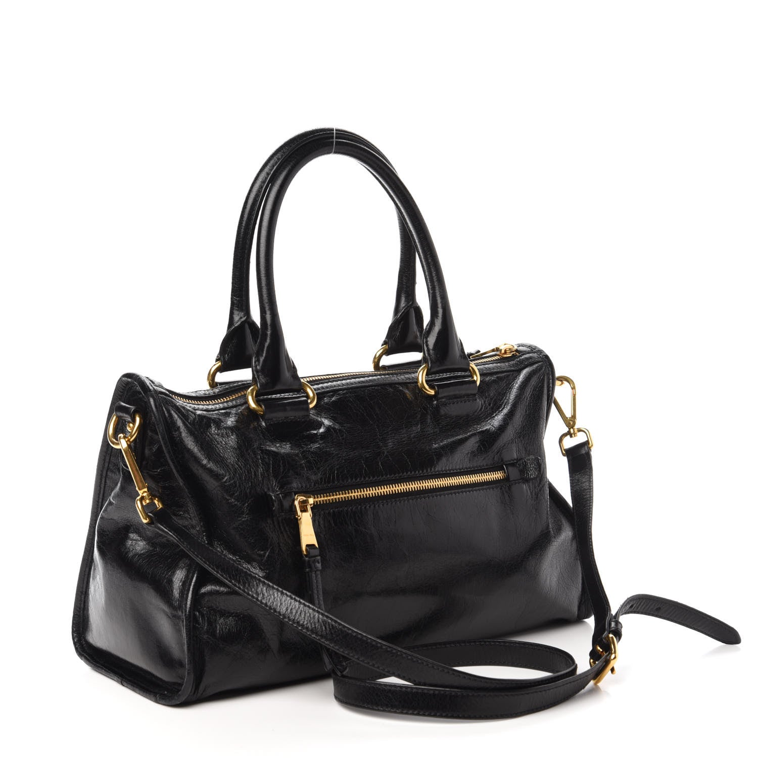 Miu Miu Vitello Shine Zip Tote Black 3 of 9