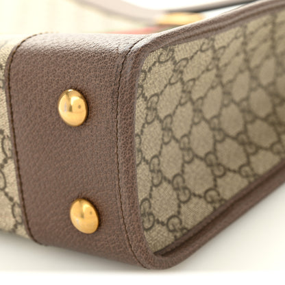 Gucci GG Supreme Monogram Textured Calfskin Web Medium Ophidia Slip Handle Tote Beige Ebony New Acero 10 of 10