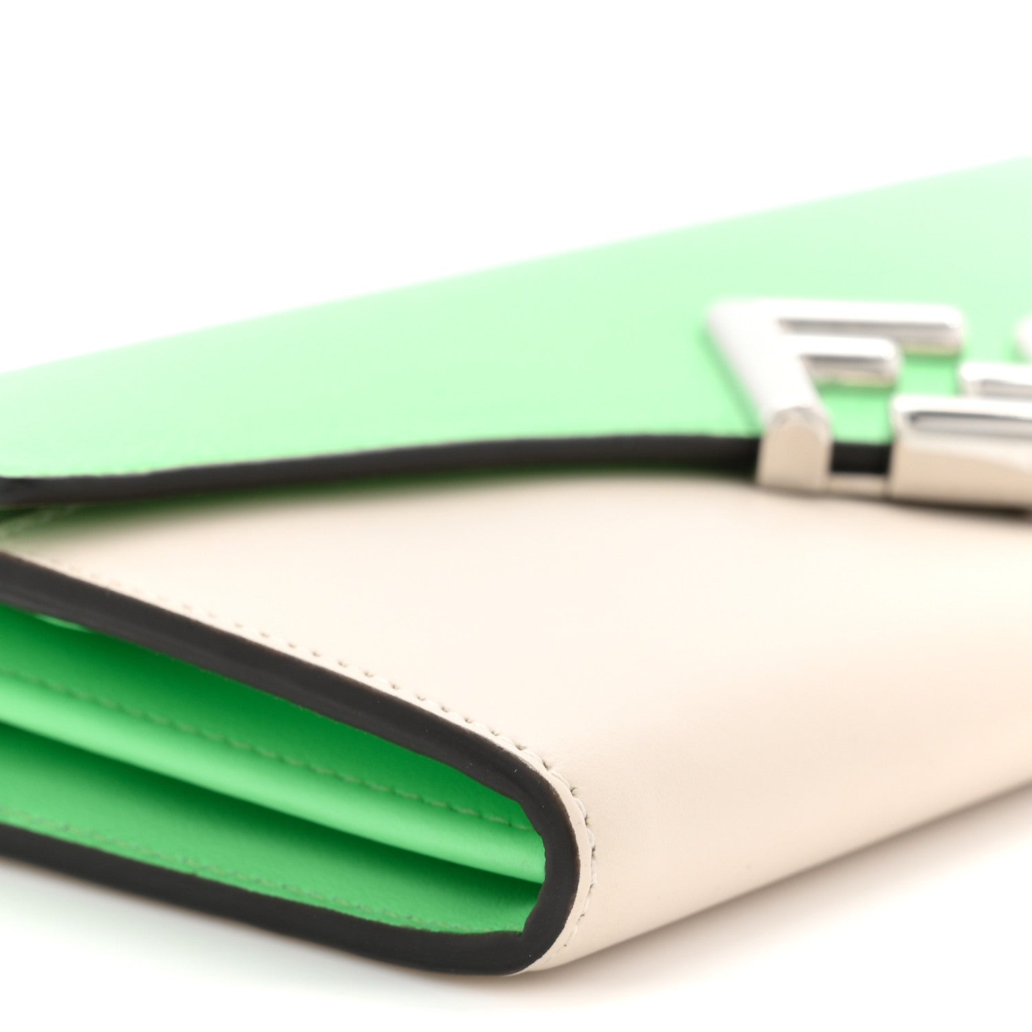 Fendi Vitello King Cruise FF Diamonds Continental Envelope Wallet On Chain Latte Edamame 9 of 11