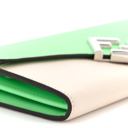 Fendi Vitello King Cruise FF Diamonds Continental Envelope Wallet On Chain Latte Edamame 9 of 11