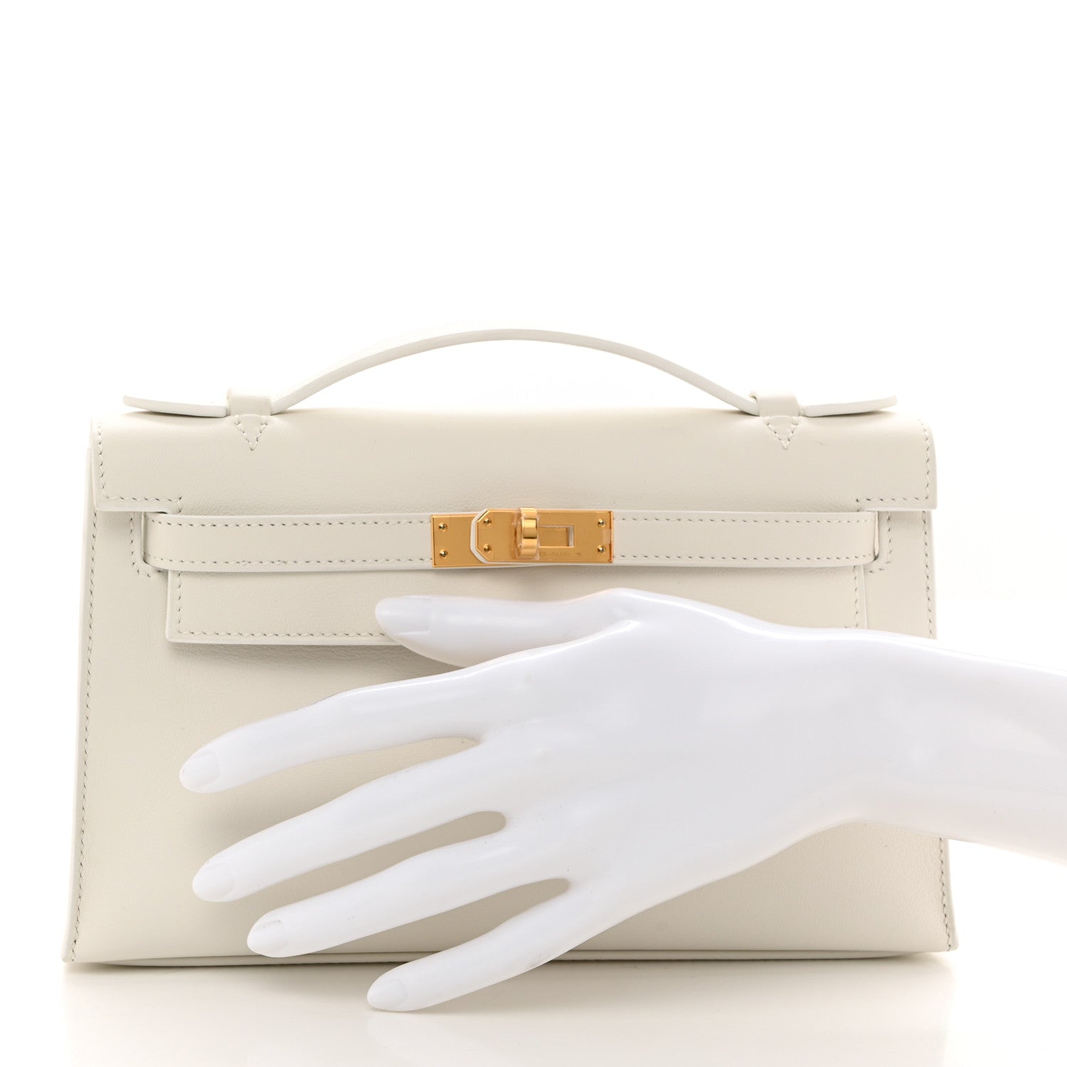 Hermes Swift Kelly Pochette Clutch White 2 of 11