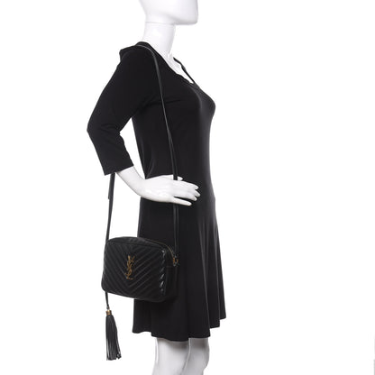 Saint Laurent Calfskin Matelasse Monogram Lou Camera Bag Black 2 of 9