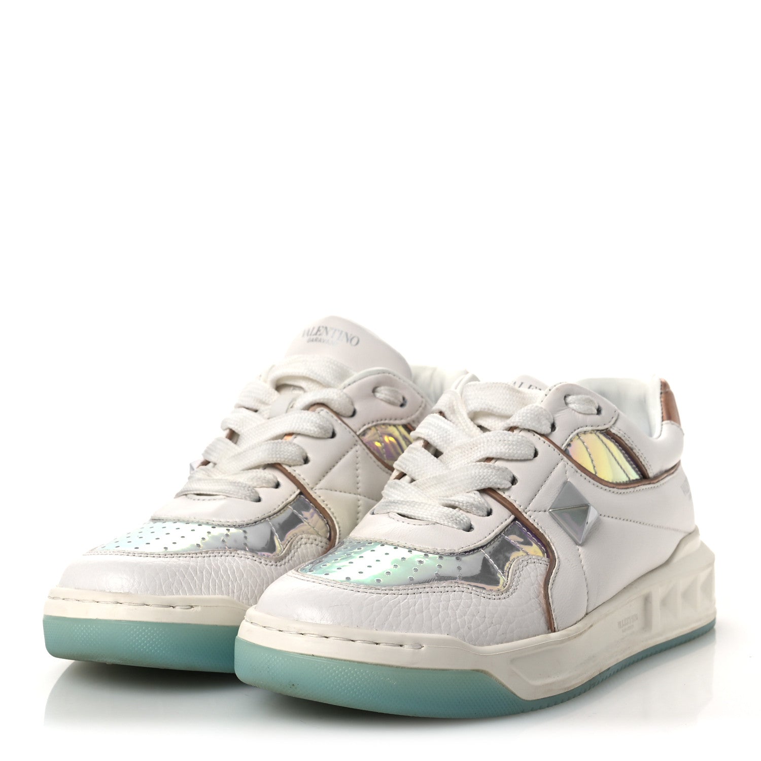 Valentino Garavani Nappa Metallic One Stud Low Top Sneakers 37 White 4 of 14