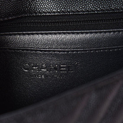 Chanel Metallic Caviar Chevron Quilted Mini Rectangular Flap Black 6 of 8