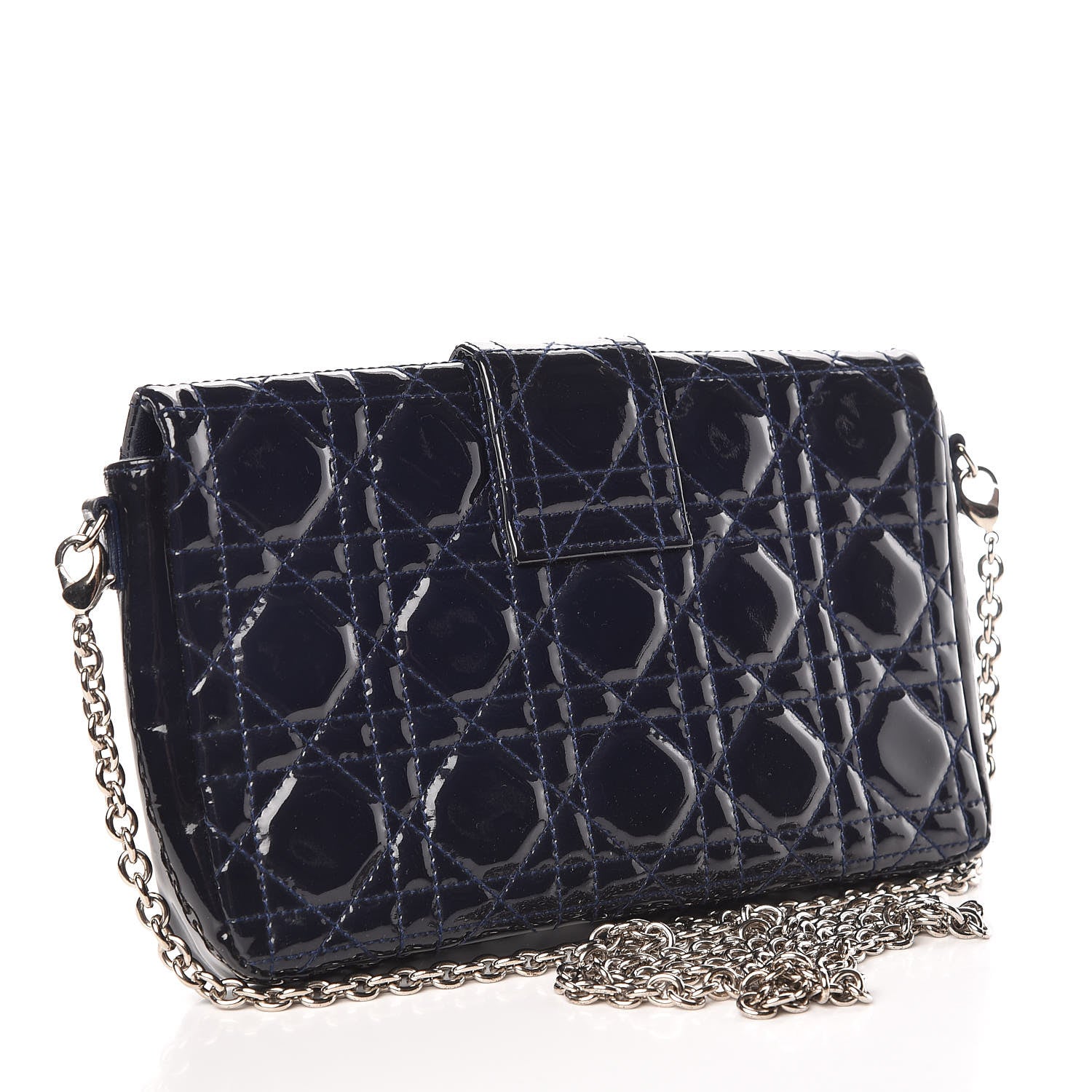 Christian Dior Patent Cannage New Lock Pouch Navy Blue 4 of 10