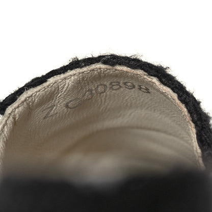 Chanel Patent Tweed Splatter Paint Print Cap Toe CC Espadrilles 38 Black White 6 of 9