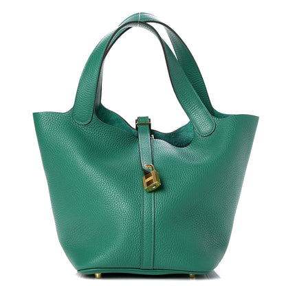 Hermes Taurillon Clemence Picotin Lock 22 MM Vert Vertigo 1 of 6