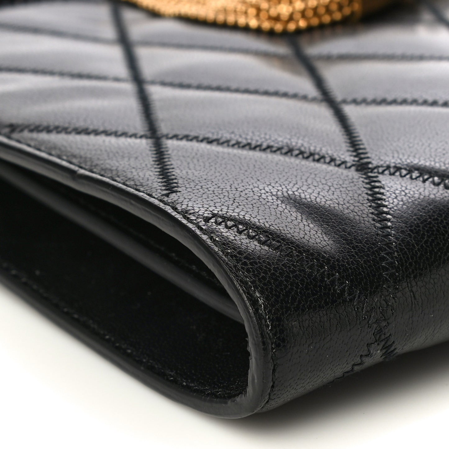Goatskin Quilted Medium Gem Bag Black