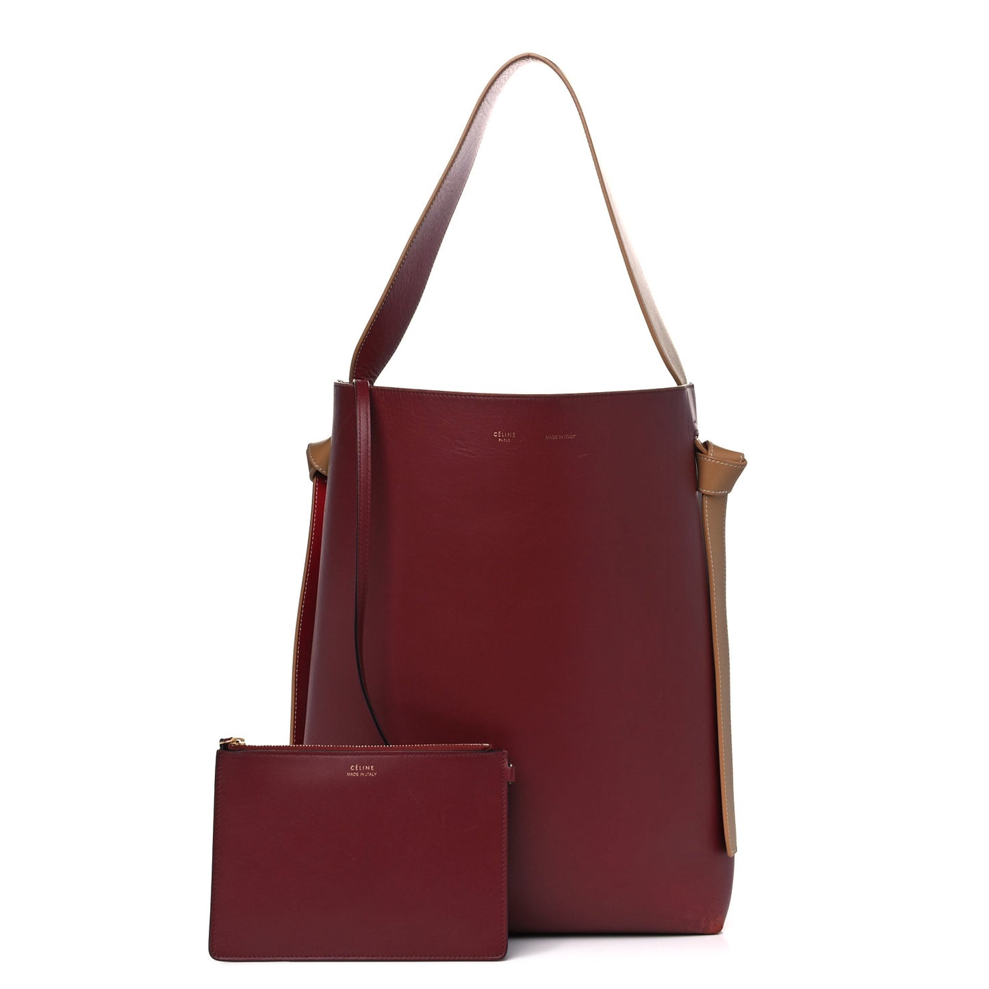 Shiny Smooth Calfskin Small Twisted Cabas Dark Ruby Navy