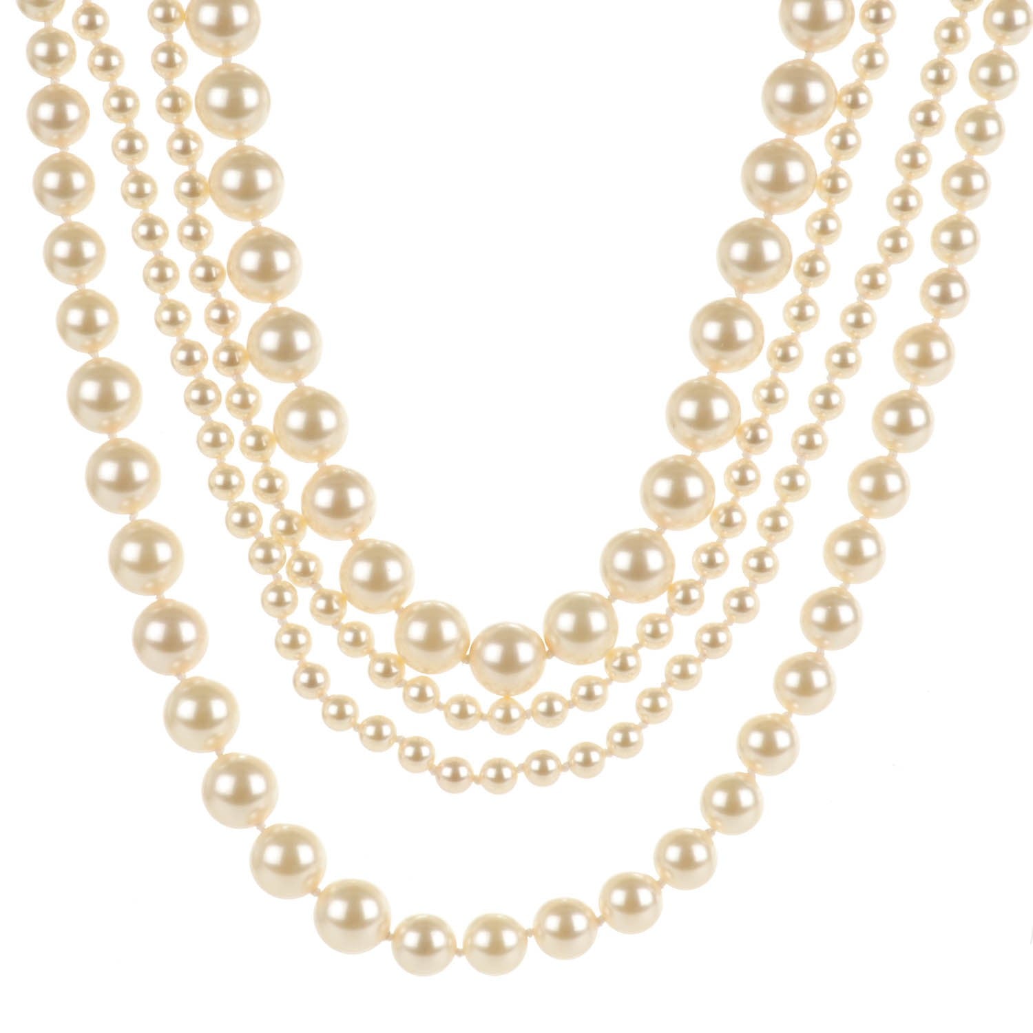 Chanel Graduated Pearl Multi Strand Necklace Gold 1 of 3