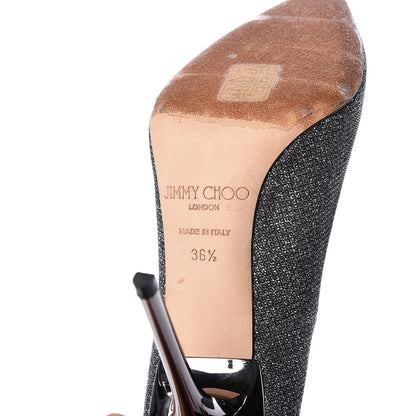 Jimmy Choo Glitter Pointy Toe Romy 100 Pumps 36.5 Anthracite 9 of 12