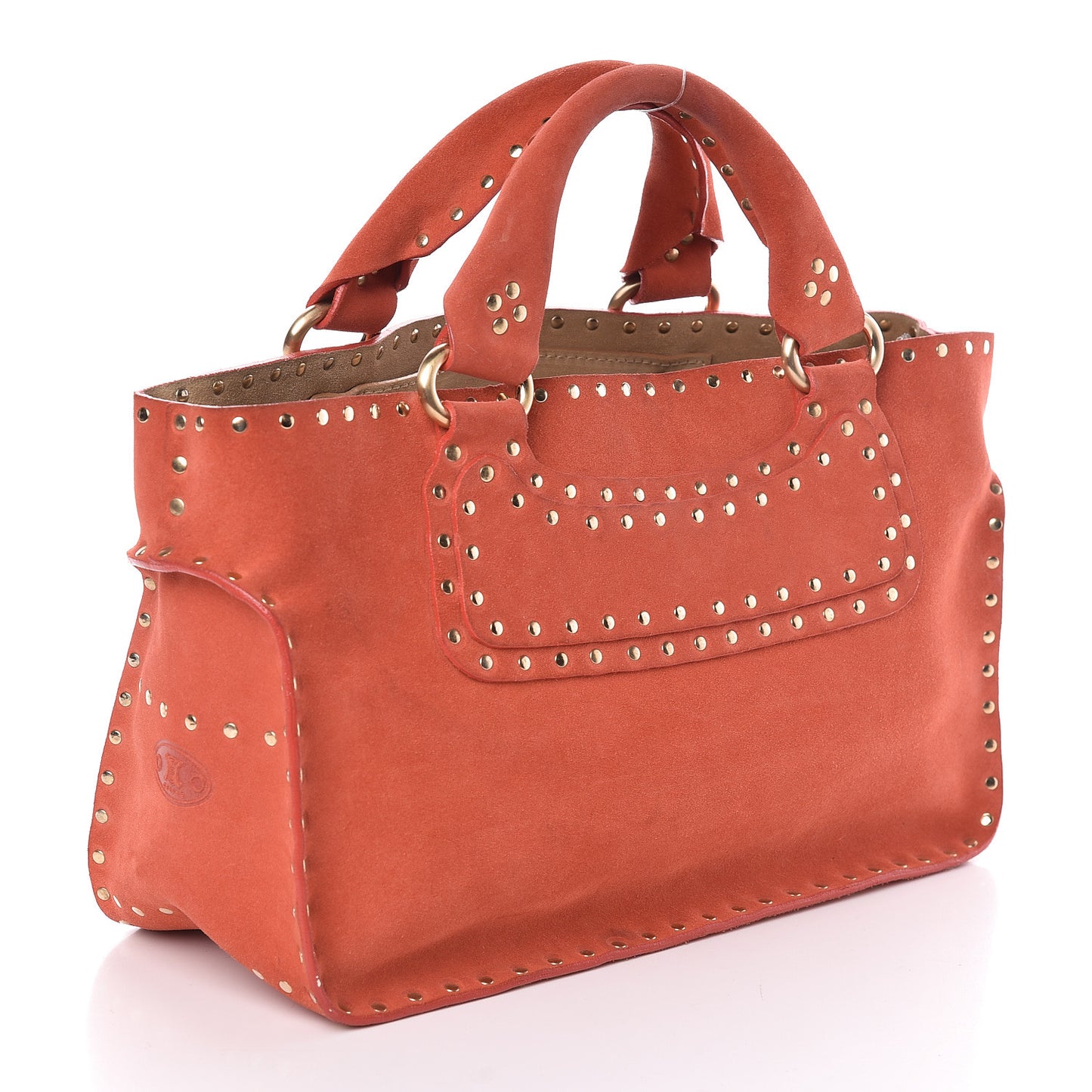Suede Studded Boogie Satchel Red