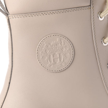 Hermes Calfskin Bridge Ankle Boots 37.5 Beige Grege 6 of 7