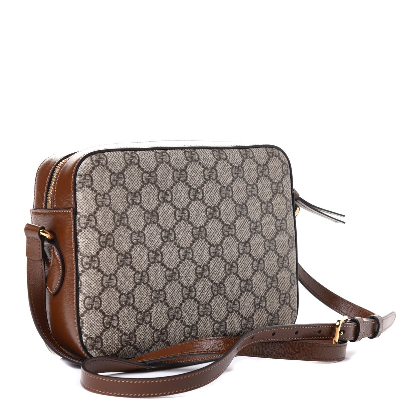 GG Supreme Monogram Small Horsebit 1955 Shoulder Bag Beige Brown Sugar
