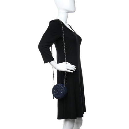 Chanel Caviar Quilted Round Filigree Crossbody Navy 2 of 9