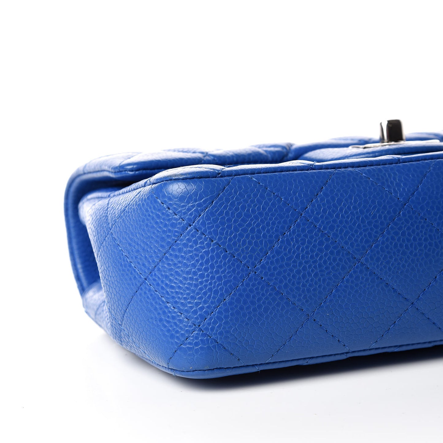 Caviar Quilted Mini Rectangular Flap Blue