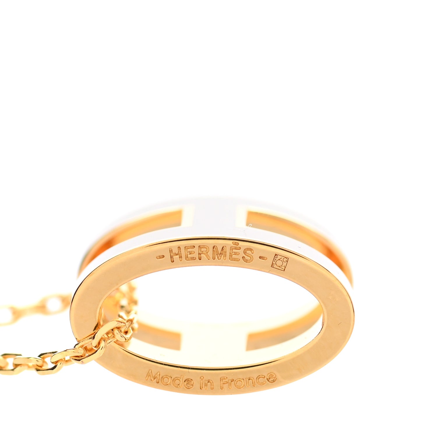 Lacquered Gold Pop H Pendant Necklace Marron Glace
